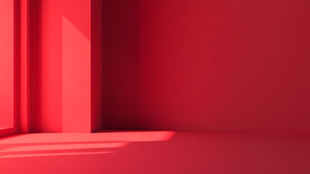 This image showcases a striking red interior bathed in sunlight, accentuating vibrant colors and shadows, reflecting emotional intensity and artistic contemporary style. photo