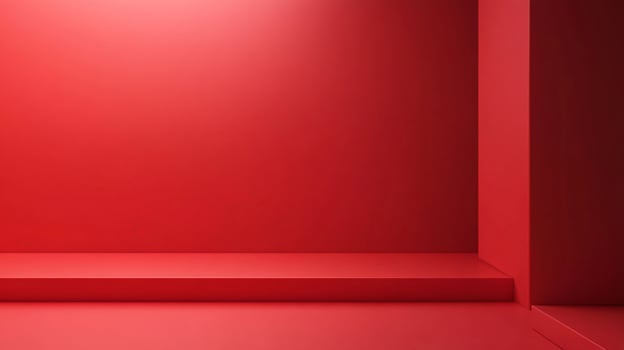 The bold red walls of this space create a dramatic atmosphere, evoking strong emotions and offering a striking backdrop for creative endeavors and artistic expression. photo