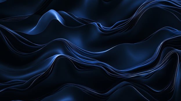 An abstract representation of flowing waves in deep blue tones, showcasing the dynamic interplay of light and shadow in a visually stimulating manner. photo