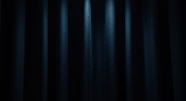 A dark room with a curtain that is open photo