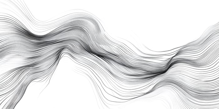 Abstract design featuring flowing, curving black lines on a white background, creating a sense of movement and depth in a minimalist style. photo