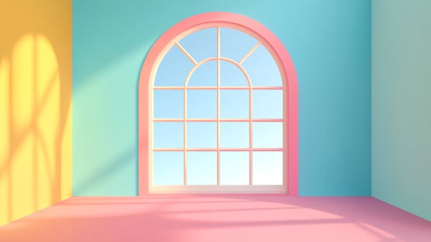 Pastel room featuring a window with sunlight illuminating the interior, creating a calm and inviting atmosphere for design and reflection. photo