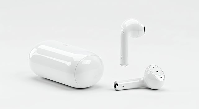 An apple airpods and an apple airpods case photo
