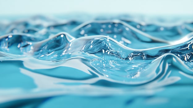 A detailed close-up of crystal clear water waves, showcasing the fluid motion and reflections of light, portraying dynamic beauty and tranquility. photo
