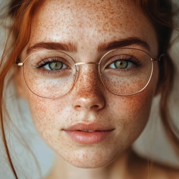 A woman with freckles on her face photo