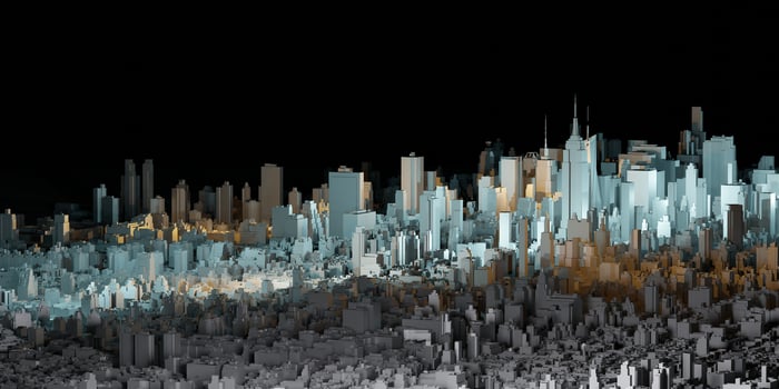 Capital city with tall buildings, tall buildings, New York, 3D illustration photo