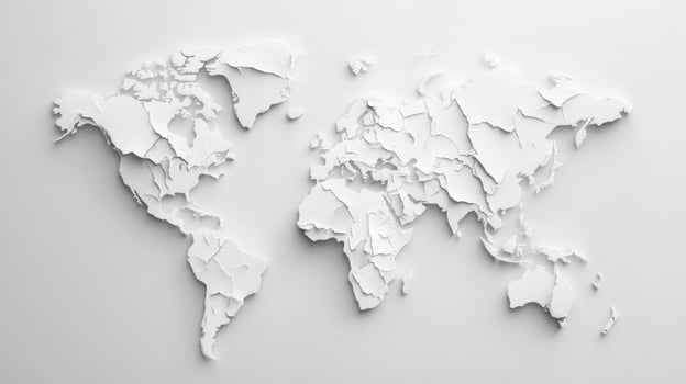 White three dimensional world map displayed on a flat surface photo