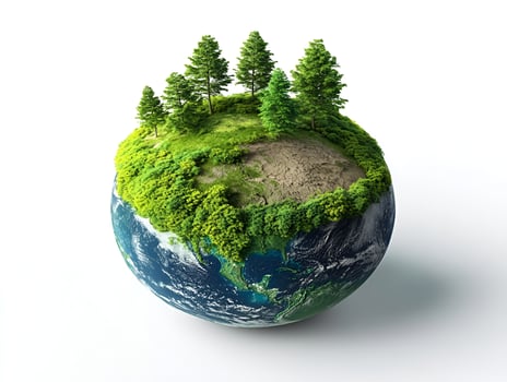 A small green earth with trees on it photo