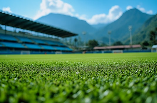 A local football field in a small town, with worn grass and rustic goalposts. A nostalgic and authentic sports setting, great for community football themes and grassroots sports visuals. photo