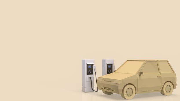 EV Station and Car for Technology or Transportation . photo