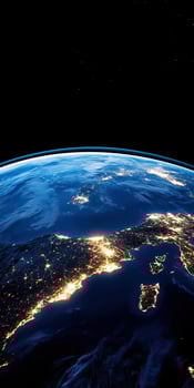 Breathtaking View of Europe from Space Showing Glowing City Lights at Night photo