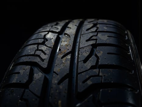 Close-Up of Weathered Car Tire Tread photo