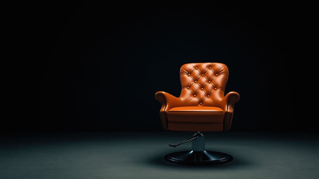 Leather Barber's Armchair on Dark Background photo