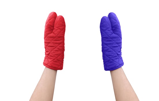 Heat Resistant Gloves Red and Blue Microwave Gloves photo