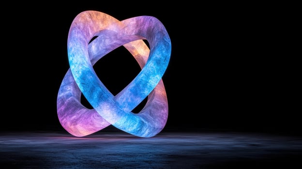Abstract glowing infinity symbol on a dark background photo