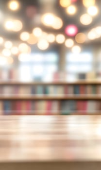 Blurred library scene evoking a sense of knowledge and quiet contemplation atmosphere background. photo