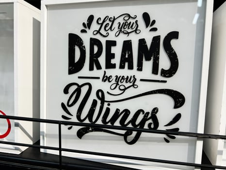 Motivational poster with inspirational quote encouraging dreams and aspirations photo