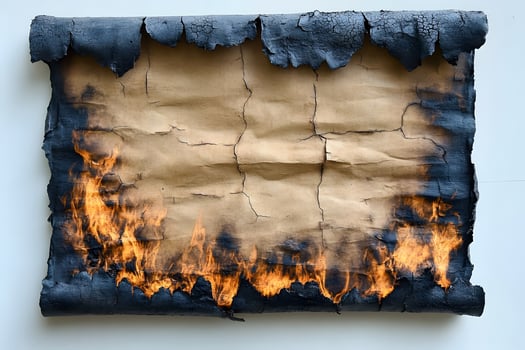 Burning Ancient Scroll Concept for Historical Drama or Fantasy Poster Design photo