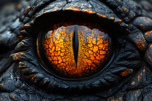 Close-Up of Reptilian Eye with Fiery Orange and Black Scales - Wildlife Texture Reference photo