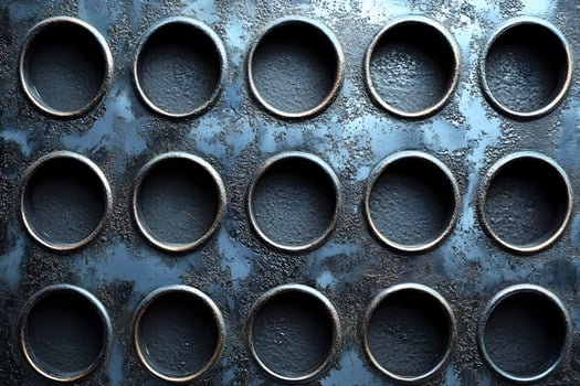 Industrial Grunge Metal Background with Circular Patterns for Design photo