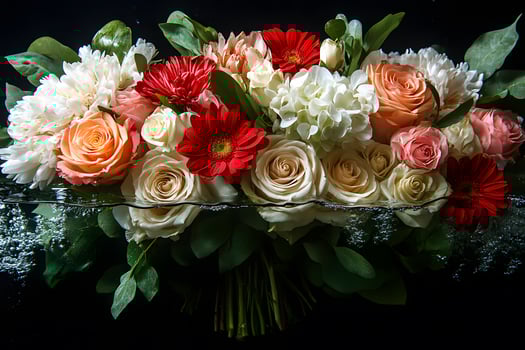 Elegant Floral Arrangement with Roses and Gerbera for Decorative Use photo