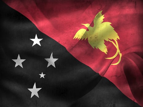 Vintage look 3D-Illustration of a Papua New Guinea flag - realistic waving fabric flag photo
