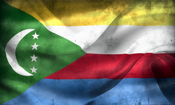 Vintage look 3D-Illustration of a Comoros flag - realistic waving fabric flag photo