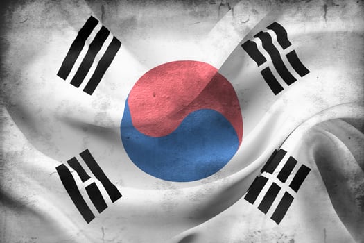 Vintage look 3D-Illustration of a South Korea flag - realistic waving fabric flag photo