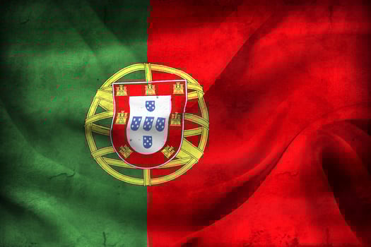 Vintage look 3D-Illustration of a Portugal flag - realistic waving fabric flag photo
