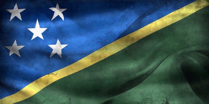 Vintage look 3D-Illustration of a Solomon Islands flag - realistic waving fabric flag photo