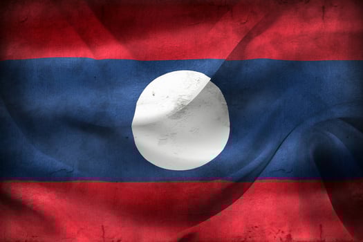 Vintage look 3D-Illustration of a Laos flag - realistic waving fabric flag photo