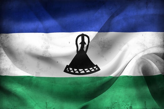 Vintage look 3D-Illustration of a Lesotho flag - realistic waving fabric flag photo