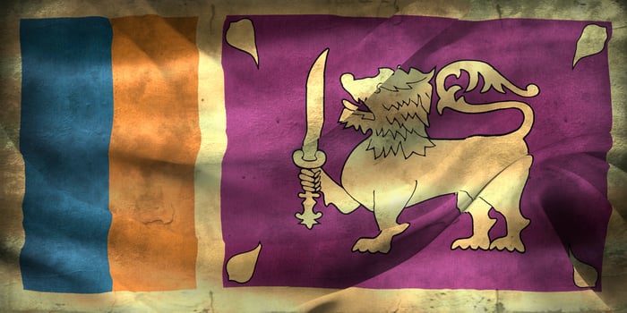 Vintage look 3D-Illustration of a Sri Lanka flag - realistic waving fabric flag photo