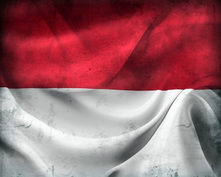 Vintage look 3D-Illustration of a Monaco flag - realistic waving fabric flag photo