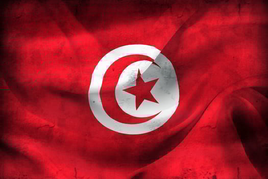 Vintage look 3D-Illustration of a Tunisia flag - realistic waving fabric flag photo