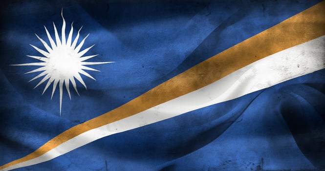 Vintage look 3D-Illustration of a Marshall Islands flag - realistic waving fabric flag photo