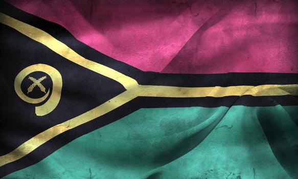 Vintage look 3D-Illustration of a Vanuatu flag - realistic waving fabric flag photo