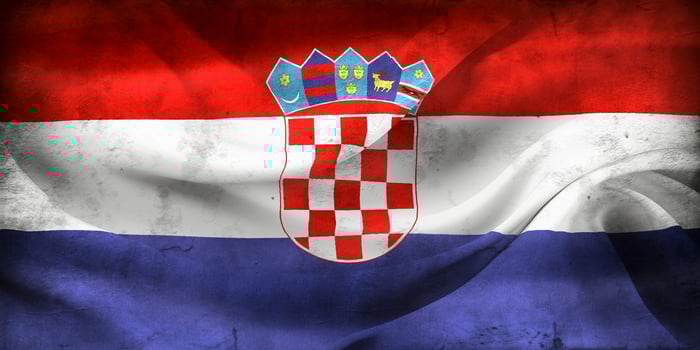 Vintage look 3D-Illustration of a Croatia flag - realistic waving fabric flag photo