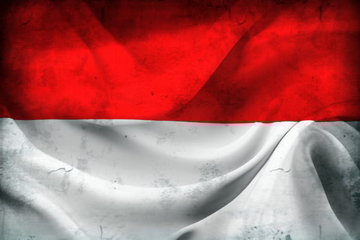 Vintage look 3D-Illustration of a Indonesia flag - realistic waving fabric flag photo