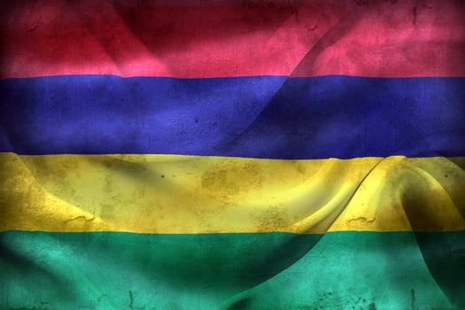 Vintage look 3D-Illustration of a Mauritius flag - realistic waving fabric flag photo