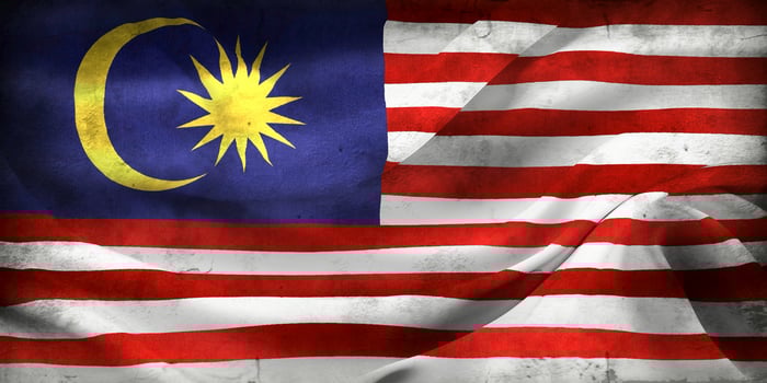 Vintage look 3D-Illustration of a Malaysia flag - realistic waving fabric flag photo