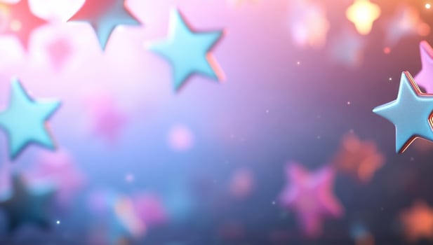 A dreamy background featuring colorful stars and soft bokeh effects. photo