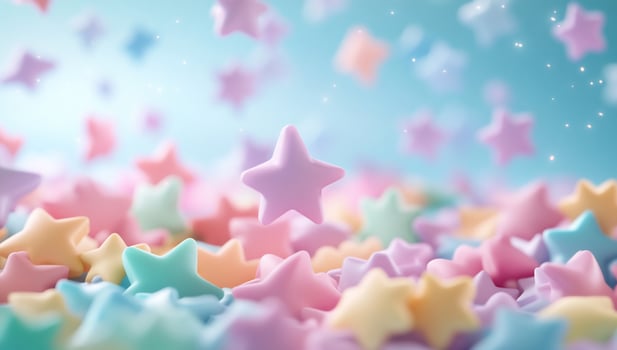 Colorful pastel stars scattered on a soft background. photo