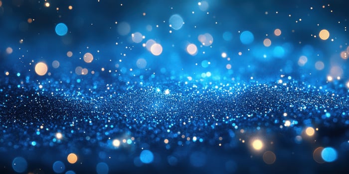 Colorful blue bokeh lights create a shimmering atmosphere in an abstract composition for festive events photo