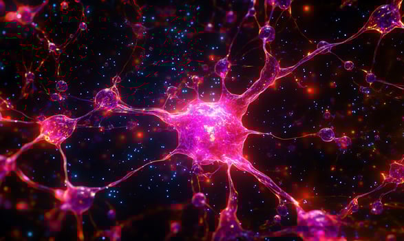 A vibrant depiction of neurons showcasing neural connections. photo