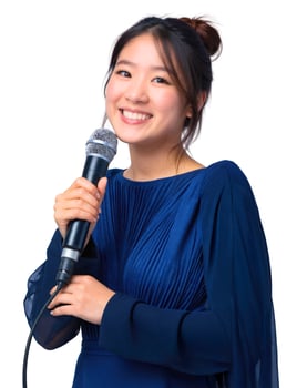 Asian woman holding a microphone photo