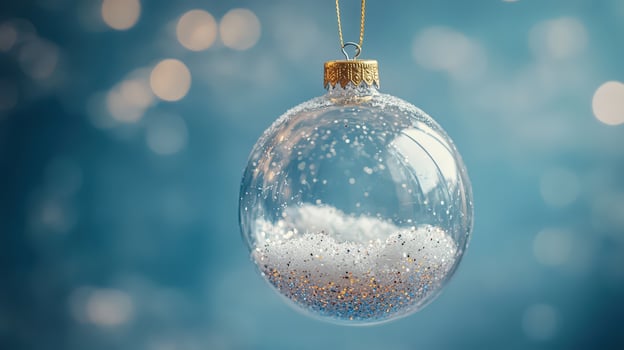 Magical New Years Eve Ball with Snowflakes and Sparkling Sequins photo