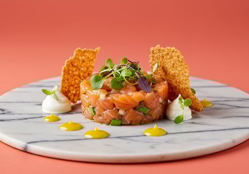 Elegant Salmon Tartare with Crisp Garnish photo