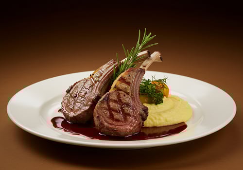 Grilled Lamb Chops with Creamy Mashed Potatoes red wine photo
