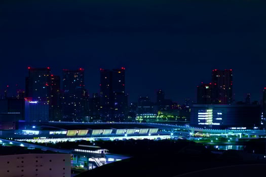 A night cityscape at the urban town in Ariake Tokyo wide shot photo